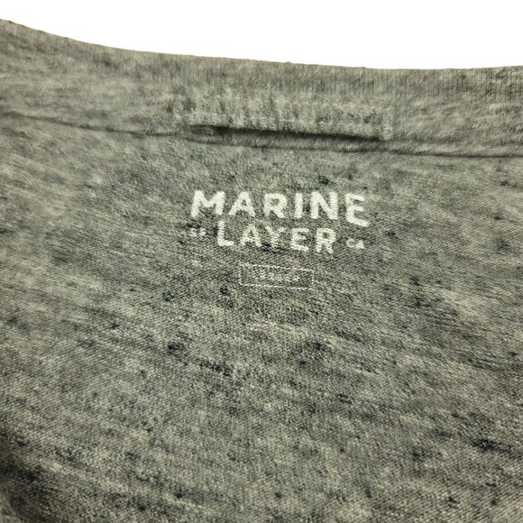 Marine Layer Womens L / XL Shirt Slub‎ Cotton Blend Short Sleeve Gray Pull On - Picture 2 of 12